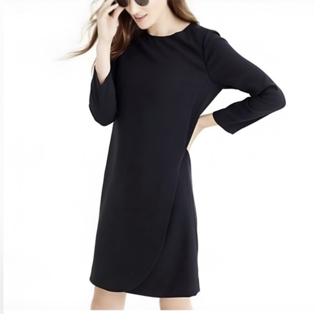 J. Crew Classic Black 3/4 sleeve Knee length dress